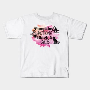 Pumpkin potions and black cats Halloween Kids T-Shirt